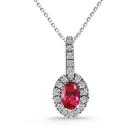 Colgante Rubí Y Diamantes Dalia - Pingentes de pedra vermelha