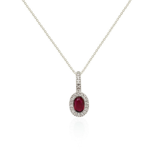 Ruby and Diamond Dalia White Gold Pendant - Red Stone Pendants 2