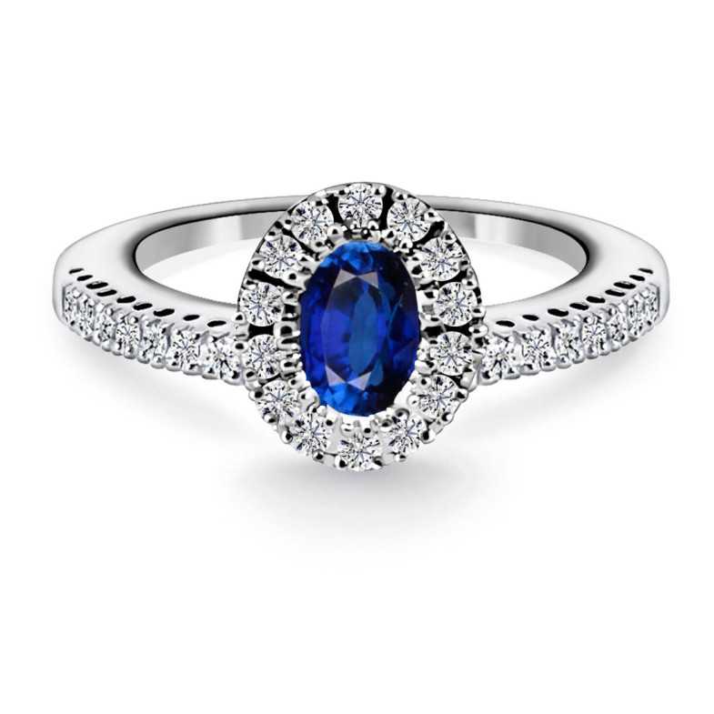 Sapphire and Diamond Ring in White Gold - Sapphire rings