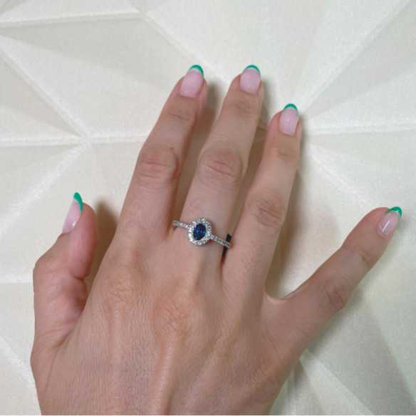 Anillo Zafiro y Diamantes Oro Blanco - Anillos de Zafiro