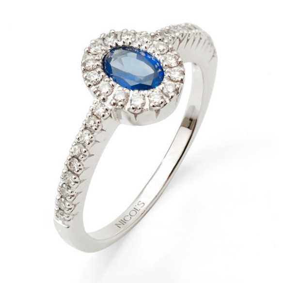 Anel de diamante cor de diamante Orla Oval - Anéis de safira