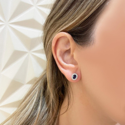Pendientes Diamantes Zafiro Diamond Color Orla Oval - Brincos de safira 2