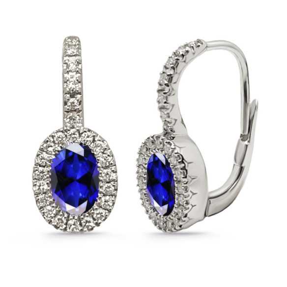 Sapphire and Diamond White Gold Anniversary Earrings - Home