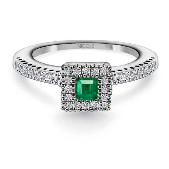 Anillo Esmeralda y Diamantes Square 14710391013 - Anillos de Esmeralda