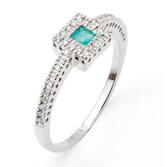 Anillo Esmeralda y Diamantes Square 14710391013 - Anillos de Esmeralda