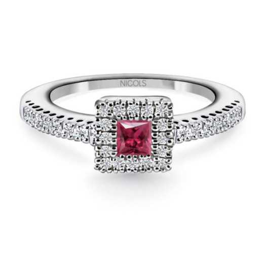 Anillo Rubí y Diamantes Diamond Color Orla Square - Anillos de Rubí