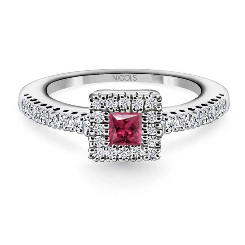 Ruby Ring DIAMOND COLOR ORLA QUARE - Ruby Rings