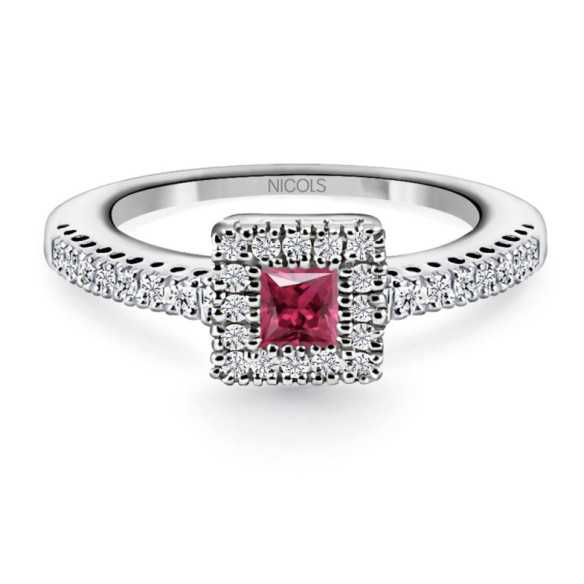 Ruby Ring DIAMOND COLOR ORLA QUARE - Ruby Rings