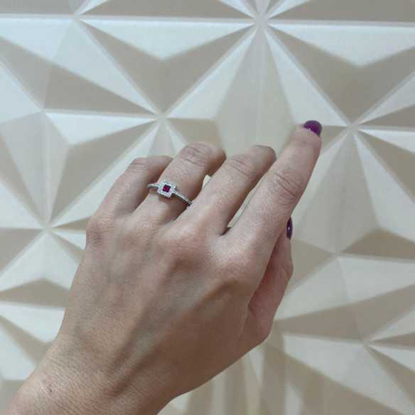 Ruby Ring DIAMOND COLOR ORLA QUARE - Ruby Rings