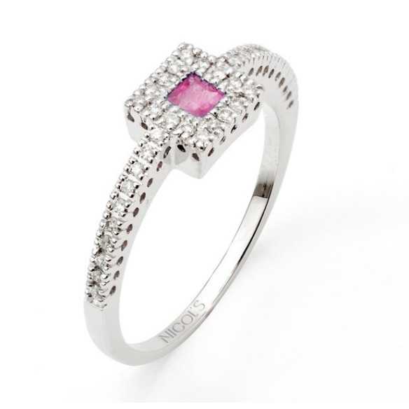 Ruby Ring DIAMOND COLOR ORLA QUARE - Ruby Rings