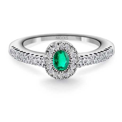 Anello smeraldo e colore diamante - Smeraldo