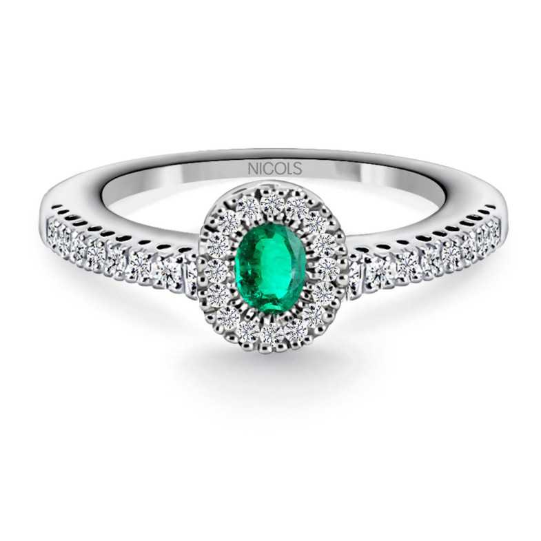 Anillo Esmeralda y Diamantes Diamond Colour - Anillos de Esmeralda