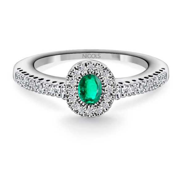 Anillo Esmeralda y Diamantes Diamond Colour - Anillos de Esmeralda