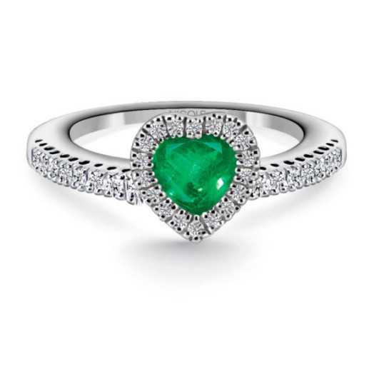 Emerald and Diamond Heart Ring Heart Diamond Color - Emerald rings