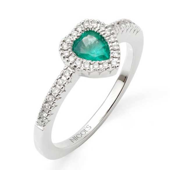Emerald Ring und Diamanten Herz Diamond Farbe - Smaragdringe