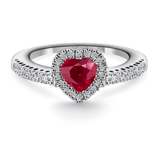 Anillo Rubi y Diamantes Corazon Heart Diamond Color - Bagues rubis