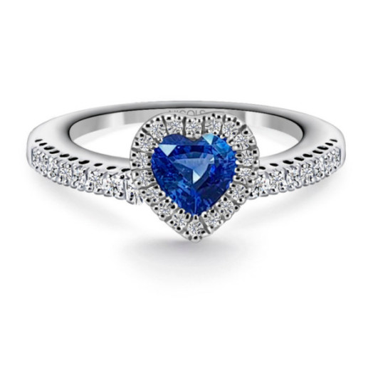 Anillo Zafiro y Diamantes Corazon Heart Diamond Color - Anillos de Zafiro