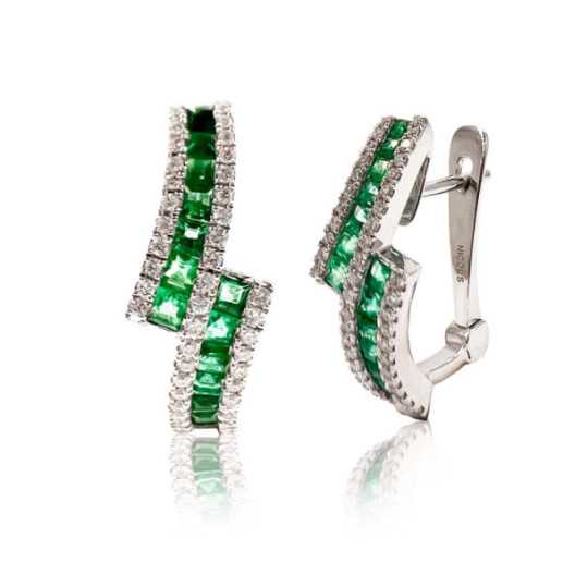Color Diamond Earrings - Emerald Earrings