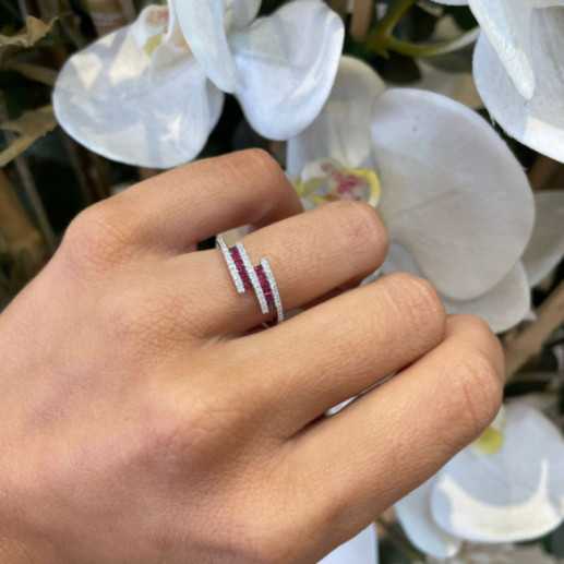 Anillo Diamantes y Rubíes Amelia 0.39 - Anillos de Rubí 2
