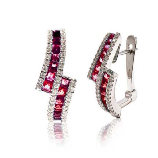 Orecchini di colore diamante - Orecchini di rubi