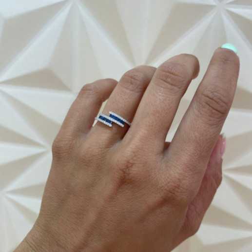 Anillo Zafiros y Diamantes Amelia 0.35 - Anillos de Zafiro 2