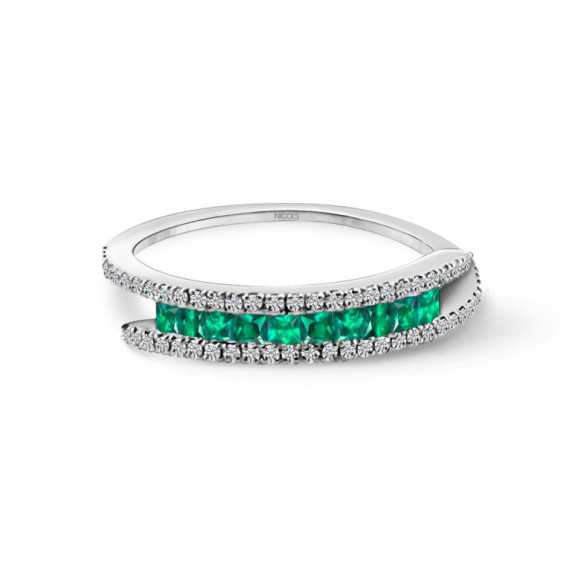 Emerald and Brilliant Ring Amelia 0.33 - Emerald rings