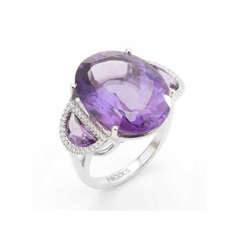 Anillo Amatista y Diamantes Cocktail - Anillos Otras Piedras Preciosas