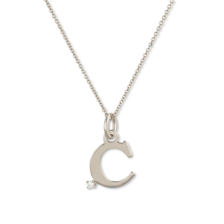 Initial necklace C DOT DIAMOND - Initial Gold Diamond Letters