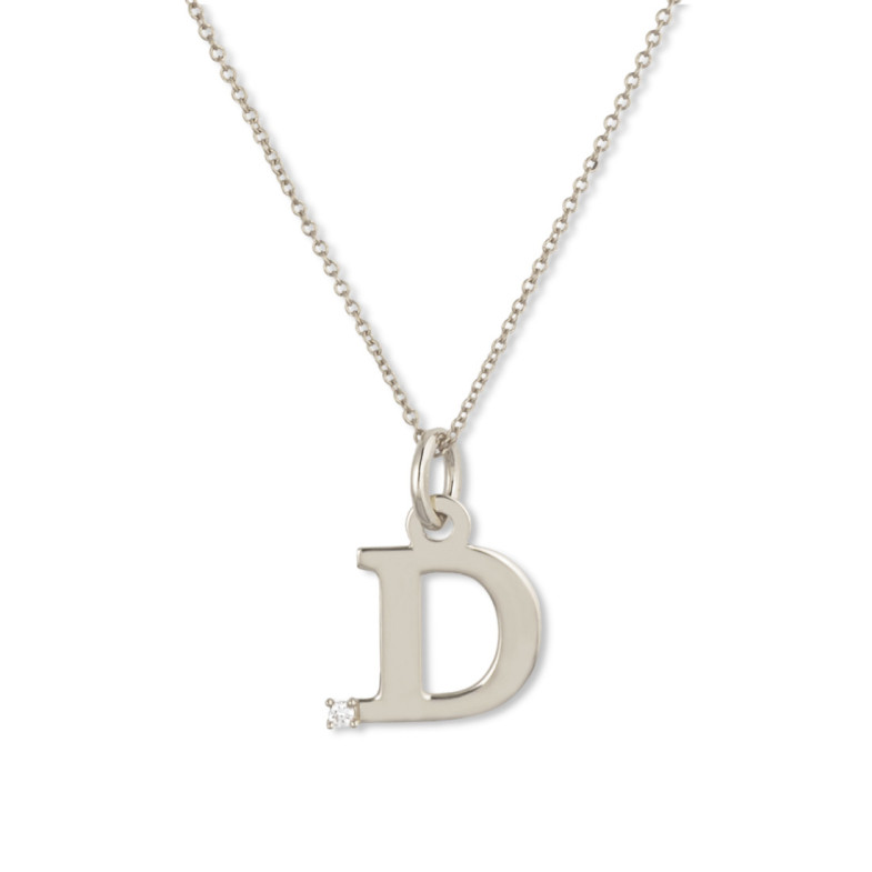 Erste Halskette D Dot Diamond - Anfangsgold-Diamantbuchstaben
