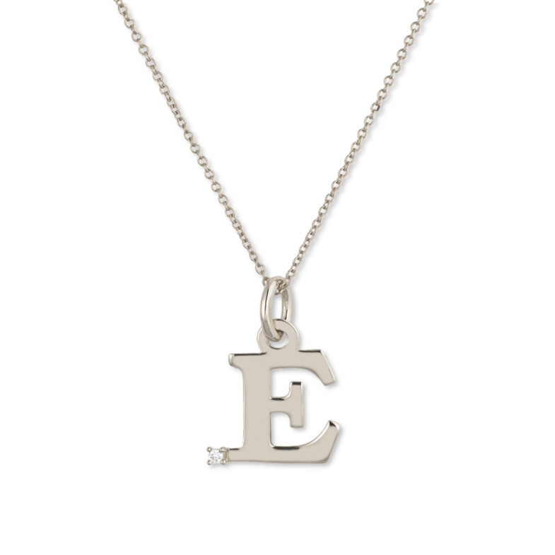 Collar Inicial E Dot Diamond - Lettres de diamant d'or initiales