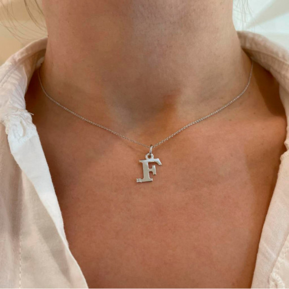 Initial necklace F DOT DIAMOND - Initial Gold Diamond Letters