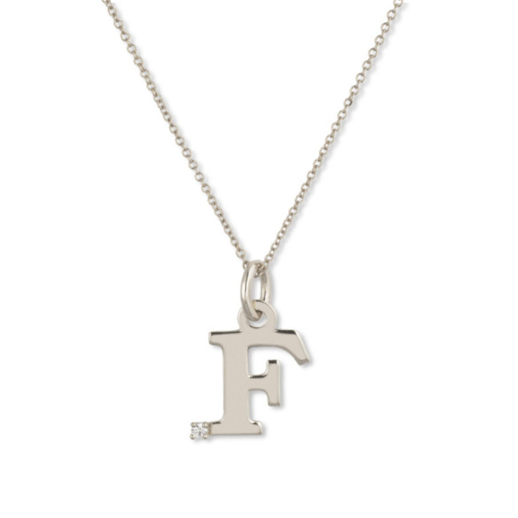 Colar inicial F Dot Diamond - Initial Gold Diamond Letters