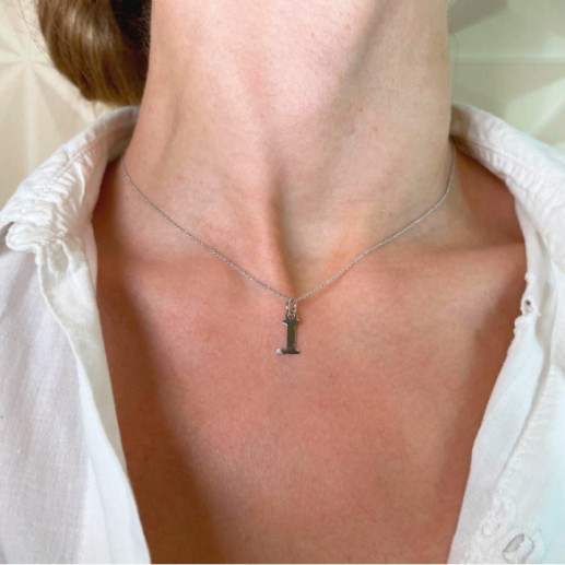 Collar Inicial I Dot Diamond - Lettres de diamant d'or initiales 2