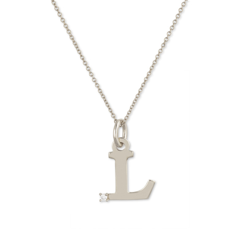 Initial L Necklace DOT DIAMOND - Initial Gold Diamond Letters