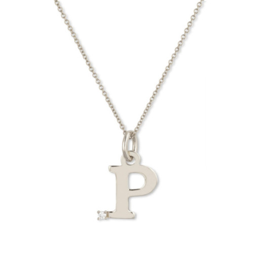 Collar Inicial P Dot Diamond - Lettres de diamant d'or initiales