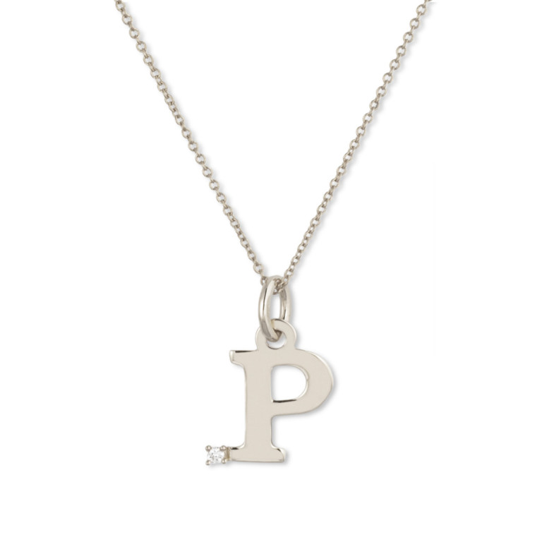 Initial Necklace P DOT DIAMOND - Initial Gold Diamond Letters