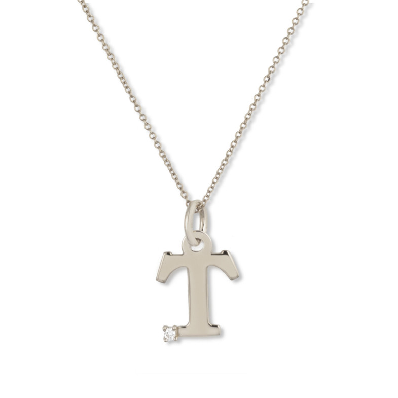 Collar Inicial T Dot Diamond - Lettres de diamant d'or initiales