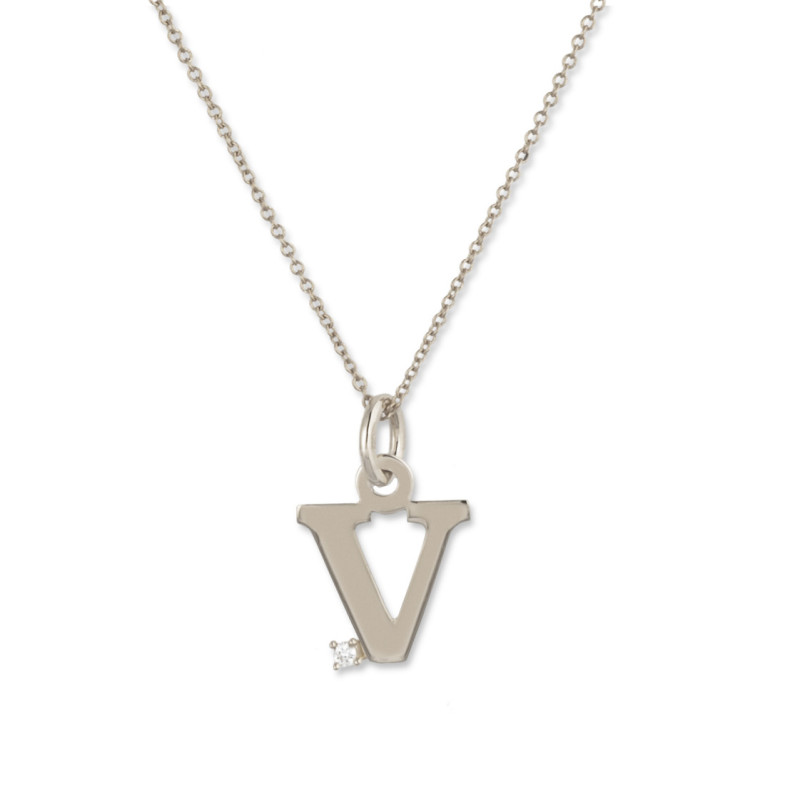 Collar Inicial V Dot Diamond - Letras Iniciales