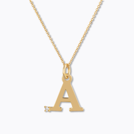 Colar inicial A Dot Diamond - Initial Gold Diamond Letters 2