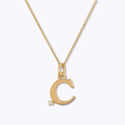 Initial necklace C DOT DIAMOND - Initial Gold Diamond Letters 2