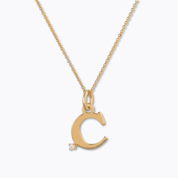 Collar Inicial C Dot Diamond - Letras Iniciales