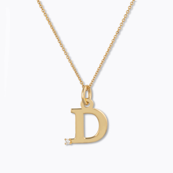 Collar Inicial D Dot Diamond - Lettres de diamant d'or initiales
