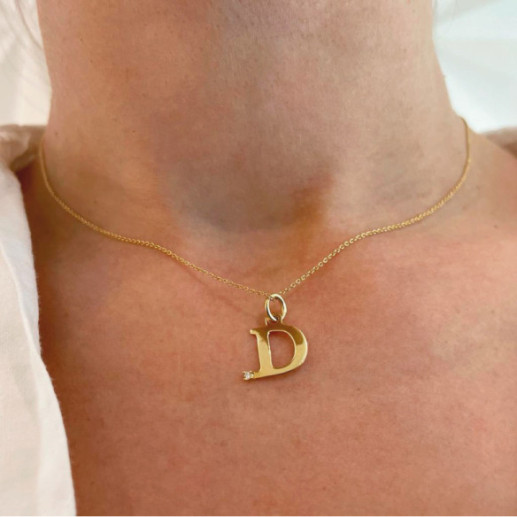 Colar inicial D Dot Diamond - Initial Gold Diamond Letters 2