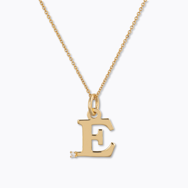 Collana con diamanti punto E iniziale - Initial Gold Diamond Letters