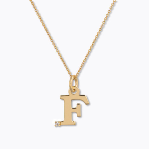 Collar Inicial F Dot Diamond - Lettres de diamant d'or initiales