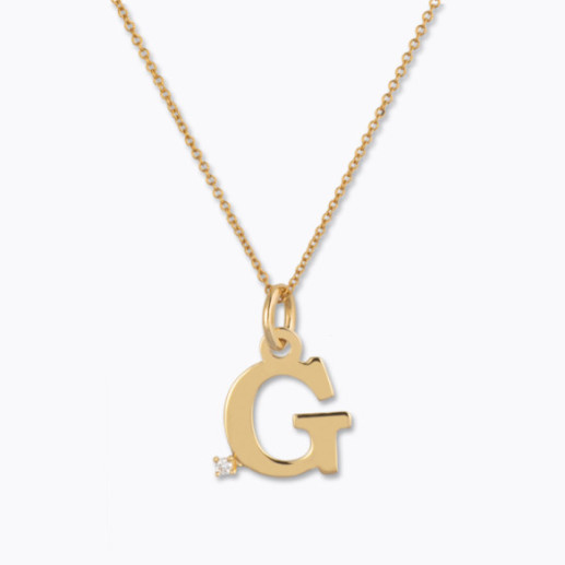 Collar Inicial G Dot Diamond - Letras Iniciales