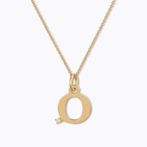 Collar Inicial O Dot Diamond - Letras Iniciales