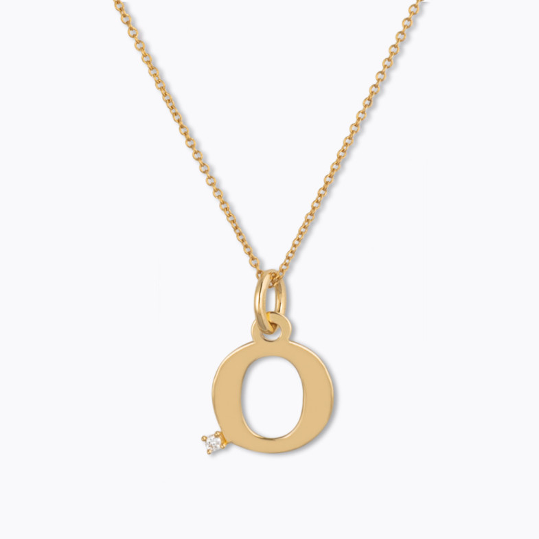 Collar Initial O DOT DIAMOND - Initial Gold Diamond Letters