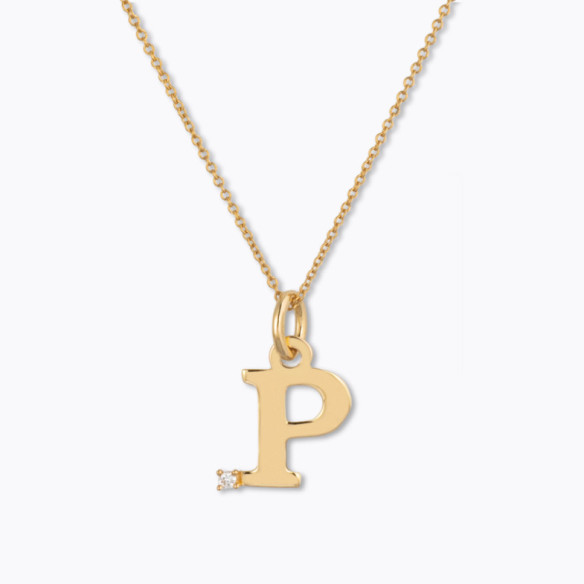 Collar Inicial P Dot Diamond - Letras Iniciales