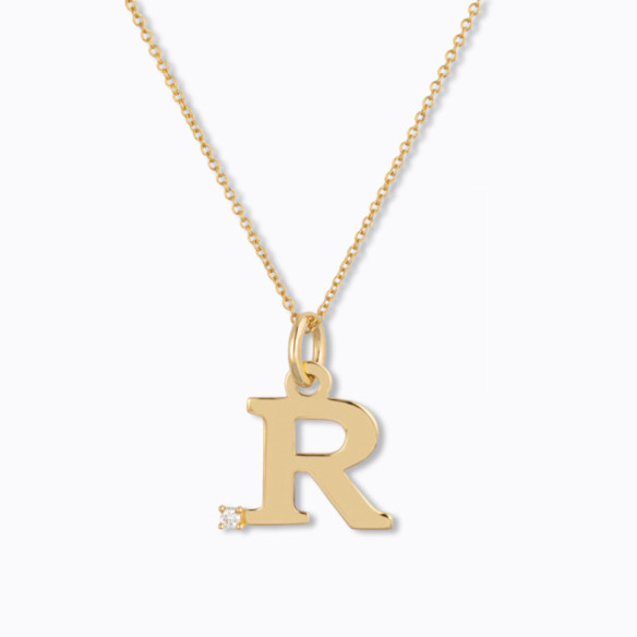 Collar Initial R DOT DIAMOND - Initial Gold Diamond Letters